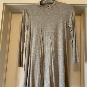 Gray Mock Neck Long Sleeve Dress
